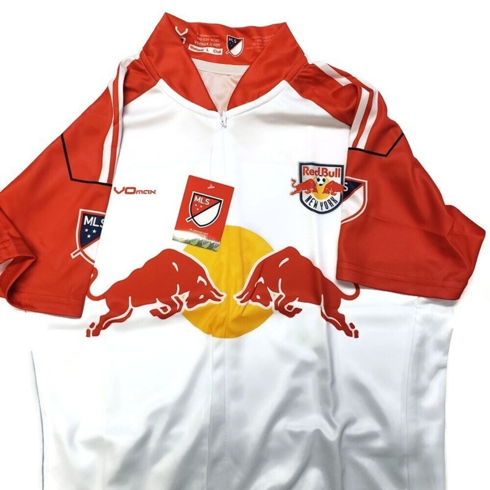 MLS Womens Size L Vomax New York Red Bulls Primary Short Sleeve Cycling Jersey